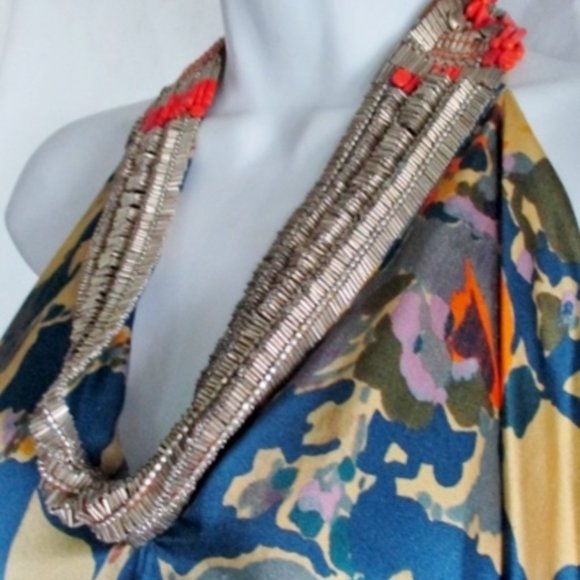 Womens CLEOPATRA Bead Sheer Maxi Floral Dress - Picture 4 of 10